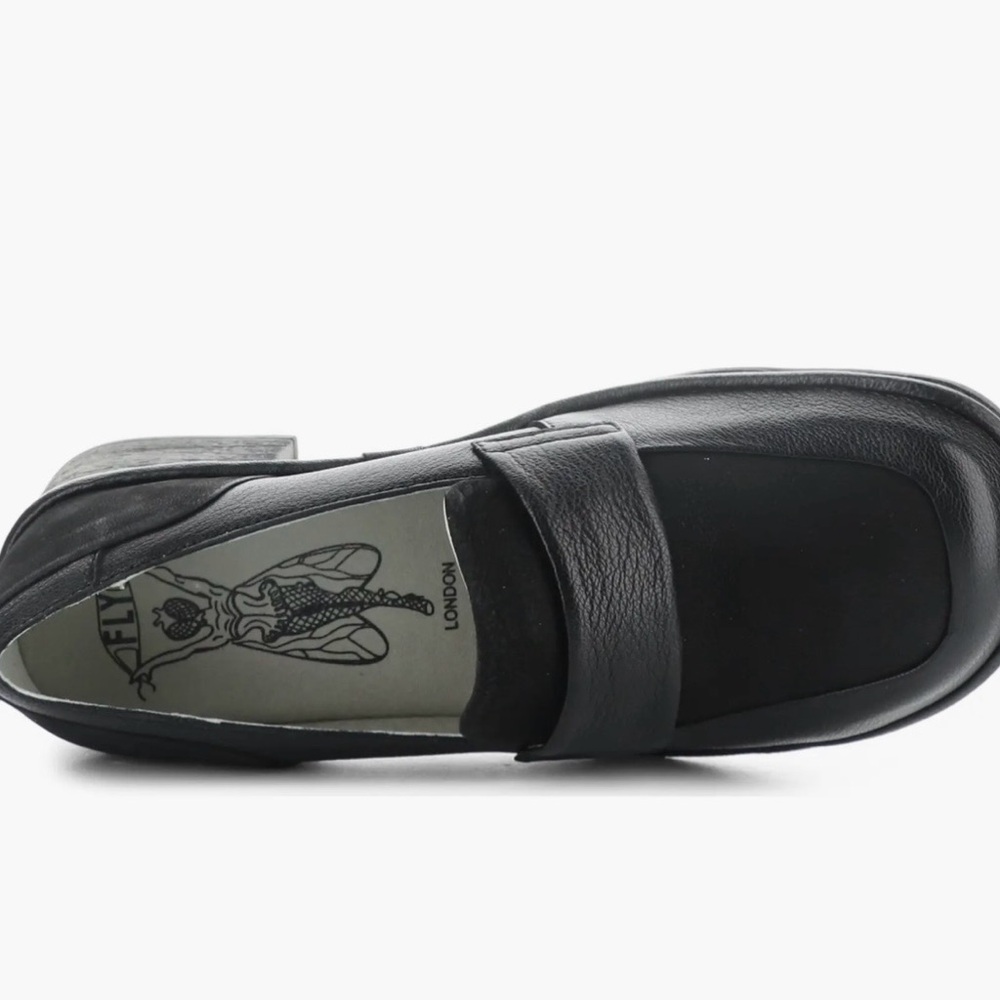 Fly London Black Leather Loafers Shoes